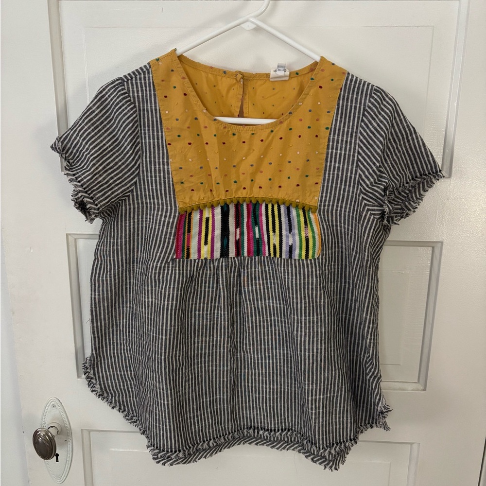 Ivy Jane Yellow and Black Blouse with Playful Stripes